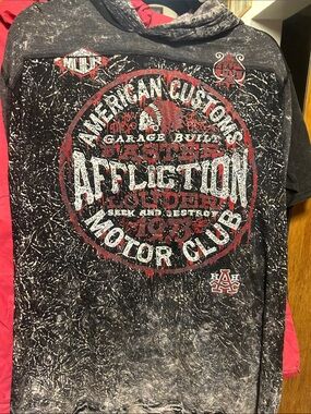 Affliction Black & Red Graphic Motor Club Pullover